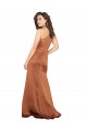 Purchase Silky Satin A-Line Long Sleeveless Orange Formal Dress