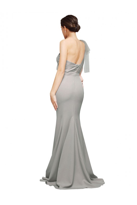 Purchase Stretch Crepe & Tulle Mermaid Sweep Train Sleeveless Low Back Formal Evening Dress