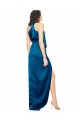 Purchase Silky Satin Sheath Long Sleeveless Side Slit Prom Dresses