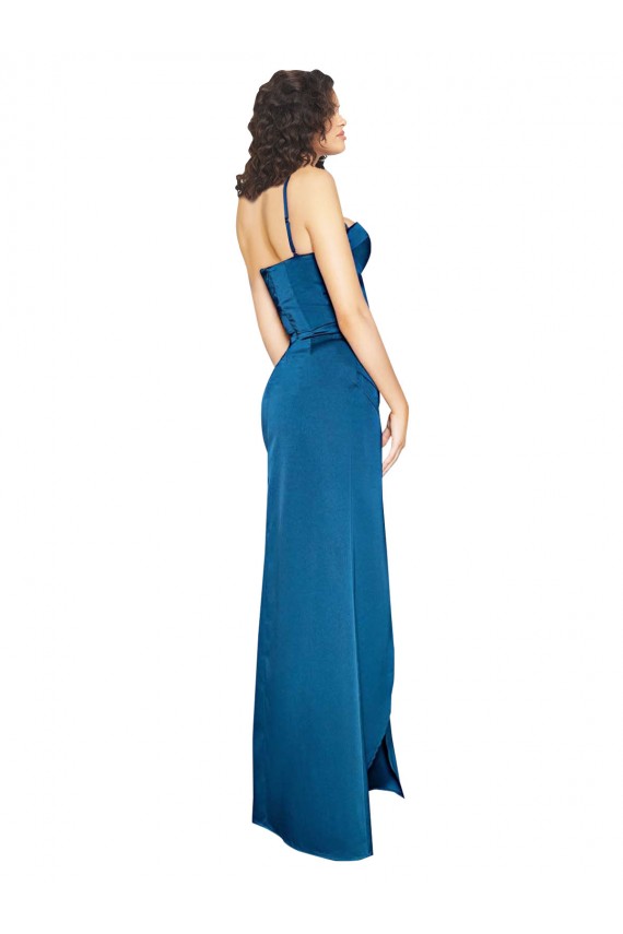 Purchase Silky Satin Sheath Long Sleeveless Low Back Formal Evening Dress