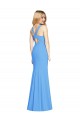 Purchase Stretch Crepe Trumpet Trumpet Sleeveless Peacock Blue Semi Formal Evening Dress