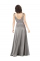 Purchase Silky Satin A-Line Long Sleeveless Pearl Grey Formal Evening Dress