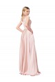 Purchase Satin A-Line Long Sleeveless Pink Prom Dresses