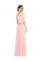 Purchase Soft Chiffon A-Line Long Bell Sleeves Semi Formal Evening Dress