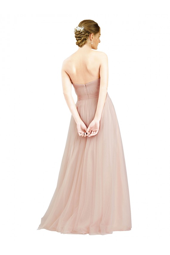 Purchase Tulle A-Line Long Sleeveless Open Back Semi Formal Dress