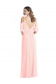 Purchase Soft Chiffon A-Line Long Cold Shoulder V-Back Semi Formal Evening Dress