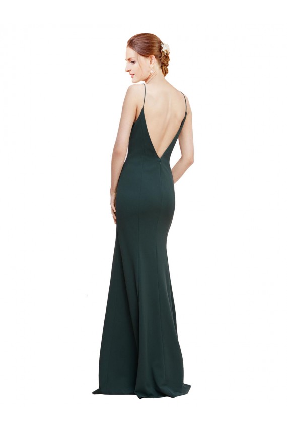 Purchase Stretch Crepe A-Line Long Sleeveless V-Back Formal Dress