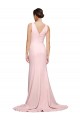 Purchase Stretch Crepe A-Line Sweep Train Sleeveless V-Back Semi Formal Evening Dress