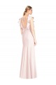 Purchase Stretch Crepe Trumpet Long Cap Sleeves Open Back Formal Dress