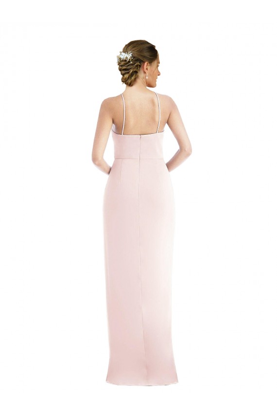 Purchase Stretch Crepe Long Sleeveless Semi Formal Evening Dress