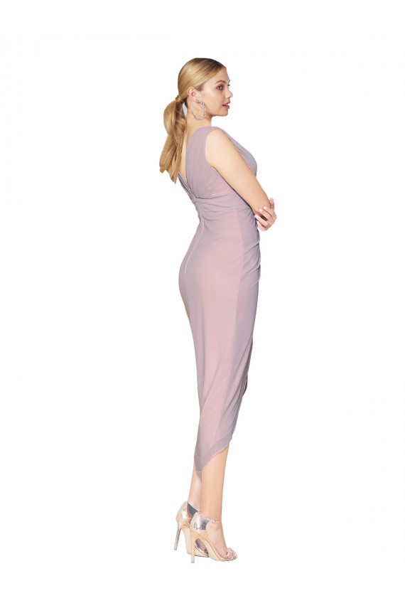 Purchase Soft Chiffon Mermaid Cocktail Length Sleeveless Primrose V-Back High Low Evening Dress