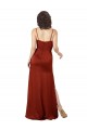 Purchase Silky Satin A-Line Long Sleeveless Low Back Skirt Slit Prom Dresses