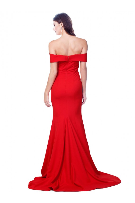 Purchase Stretch Crepe Mermaid Long Sleeveless Red Prom Dresses