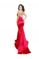 Purchase Stretch Satin Mermaid Long Sleeveless Low Back Red Prom Dresses