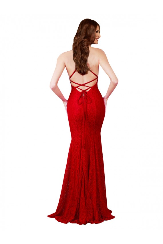 Purchase Lace Mermaid Long Sleeveless Low Back Formal Dress