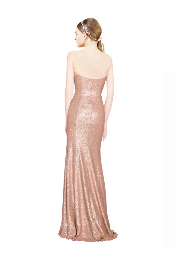 Purchase Sequin A-Line Long Sleeveless Low Back Formal Evening Dress