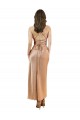 Purchase Silky Satin Sheath Midi Length Sleeveless Low Back Formal Evening Dress