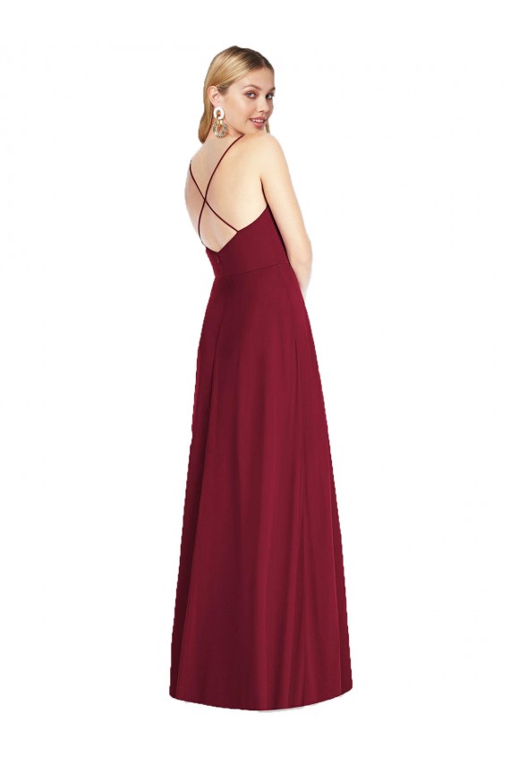 Purchase Soft Chiffon A-Line Long Sleeveless Criss Cross Back Formal Dress