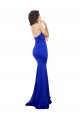 Purchase Stretch Crepe Mermaid Long Sleeveless Royal Blue Low Back Formal Evening Dress