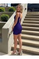 Purchase Velvet Sequin Sheath Short Sleeveless V-Neck Prom Dress