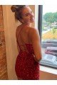 Purchase Velvet Sequin Sheath Short Sleeveless V-Neck Evening Dress