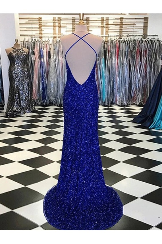 Purchase Velvet Sequin Long Sweep Train Sleeveless V-Neck Evening Dress
