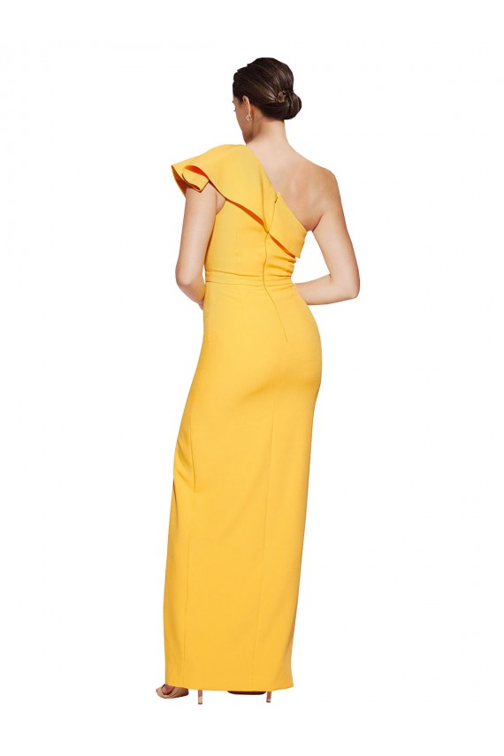 Purchase Stretch Crepe Sheath Long Sleeveless High Slit Prom Dresses