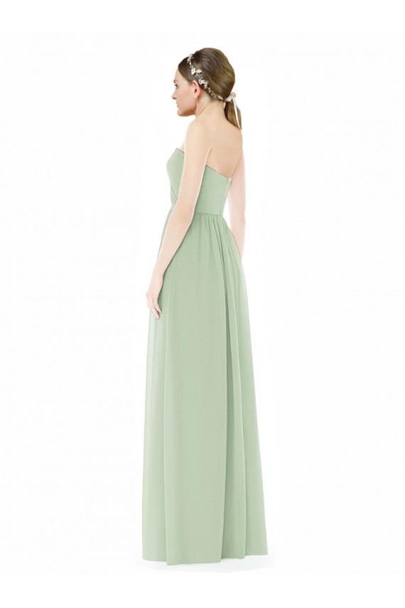 Purchase Soft Chiffon Long Sleeveless Low Back Front Slit Evening Dresses