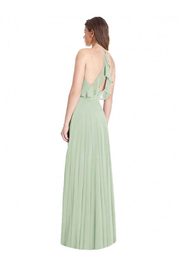 Purchase Soft Chiffon Trumpet Long Cold Shoulder Semi Formal Evening Dress
