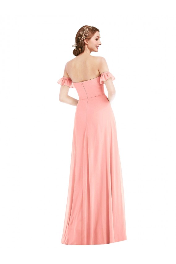 Purchase Soft Chiffon A-Line Long Flutter Sleeves Semi Formal Evening Dress