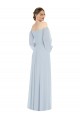 Purchase Soft Chiffon A-Line Long Puff Sleeves Formal Evening Dress