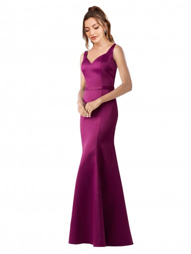 Purchase Satin Sheath Long Sleeveless Open Back Black Tie Evening Dress