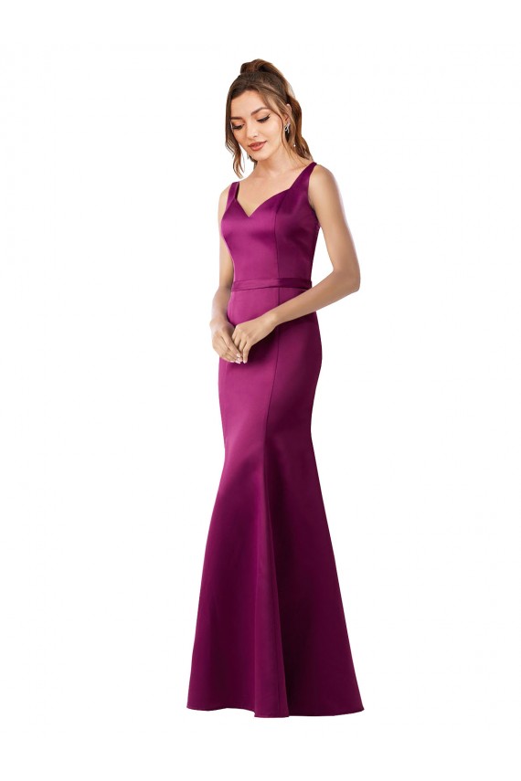 Purchase Satin Sheath Long Sleeveless Open Back Black Tie Evening Dress
