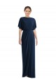 Purchase Spandex Sheath Short Sleeves Long Open Back Semi Formal Evening Dress