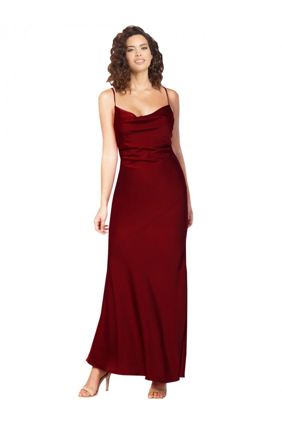 Purchase Silky Satin Sheath Long Sleeveless Low Back Black Tie Evening Dress