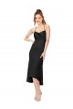 Purchase Silky Satin Sheath Midi Length Sleeveless Criss Cross Back High Low Evening Dress