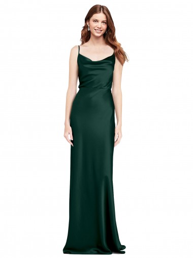 Purchase Stretch Satin Sheath Long Sleeveless V-Back Black Tie Evening Dress