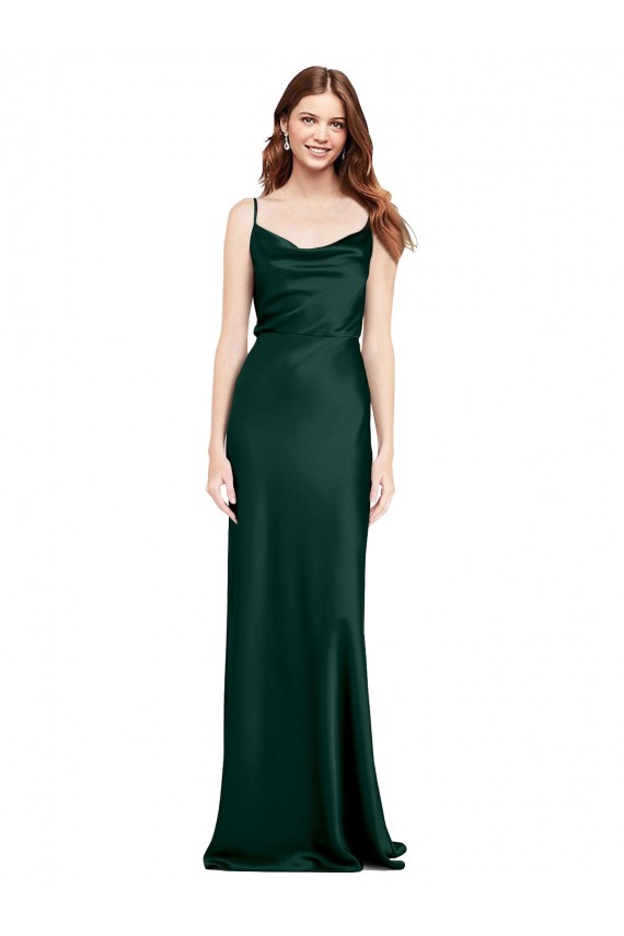 Purchase Stretch Satin Sheath Long Sleeveless V-Back Black Tie Evening Dress