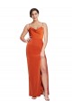 Purchase Stretch Satin Sheath Sweep Train Sleeveless Criss Cross Back Formal Evening Dress