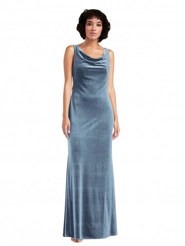 Purchase Stretch Velvet Sheath Long Sleeveless V-Back Evening Gown