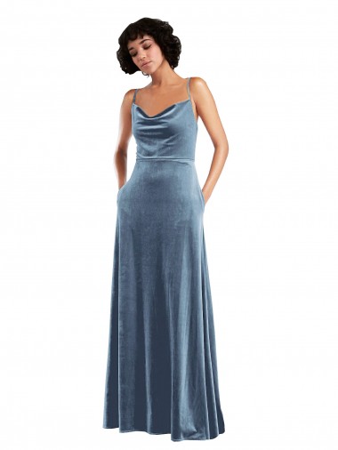 Purchase Stretch Velvet Sheath Long Sleeveless Criss Cross Open Back Semi Formal Evening Dress