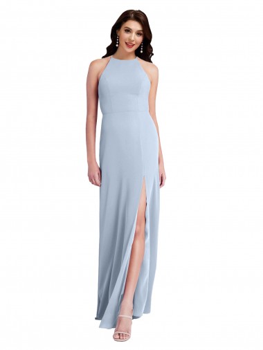 Purchase Stretch Crepe Sheath Long Sleeveless Criss Cross Open Back Formal Evening Dress