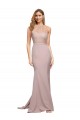 Purchase Stretch Crepe Sheath Sweep Train Sleeveless Dusty Pink Prom Dresses