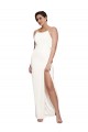 Purchase Stretch Satin Sheath Long Sleeveless Low Back Side Slit Prom Dresses