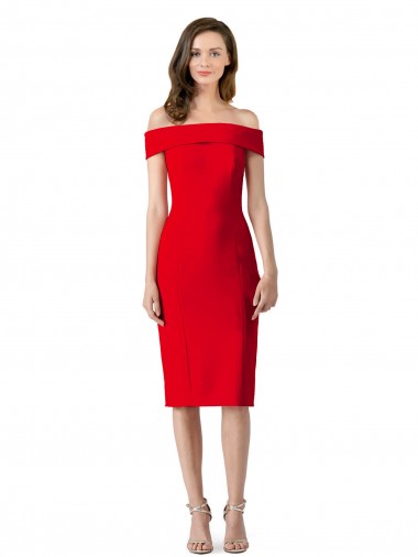 Purchase Stretch Crepe Sheath Cocktail Length Sleeveless Formal Evening Dress