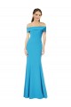 Purchase Stretch Crepe Sheath Long Sleeveless Peacock Blue Formal Dress