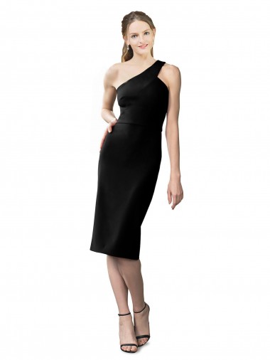 Purchase Stretch Crepe Sheath Cocktail Length Sleeveless Black Prom Dresses