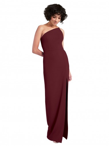 Purchase Stretch Crepe Sheath Long Sleeveless Daring Slit Prom Dresses