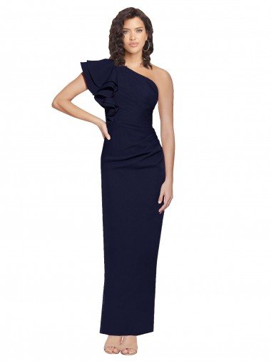 Purchase Stretch Crepe Sheath Sheath Sleeveless Dark Navy Formal Evening Dress
