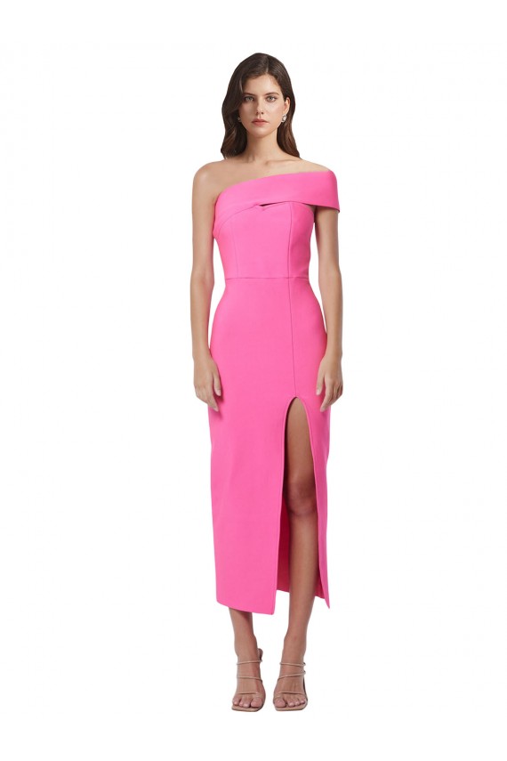 Purchase Stretch Crepe Sheath Midi Length Sleeveless Formal Evening Dress
